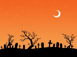Simple Halloween Cemetery Art Wallpaper