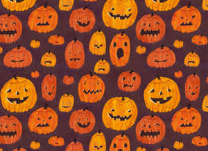 Simple Halloween Orange Pumpkin Patterns Wallpaper