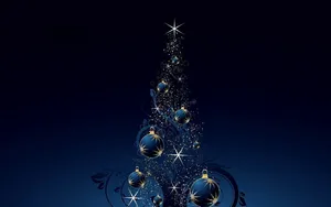 Simple Indigo Christmas Tree Balls Ipad Wallpaper