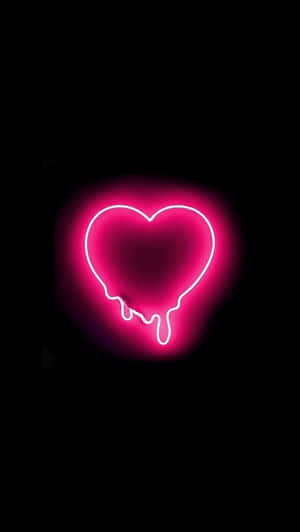 Simple Melted Pink Neon Heart Wallpaper
