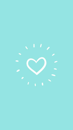 Simple Minimalist Heart Aesthetic Teal Wallpaper