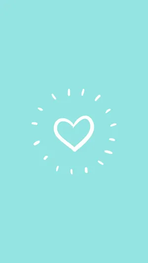 Simple Minimalist Heart Aesthetic Teal Wallpaper