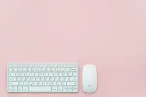 Simple Pink Workspace Blogging Backdrop Wallpaper
