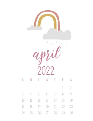 Simple Rainbow April 2022 Calendar Wallpaper