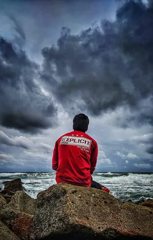 Single Boy And Dark Blue Sky Wallpaper