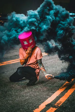 Single Boy With Pink Bucket Head Wallpaper