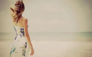 Single Woman In A Beach Dress Wallpaper