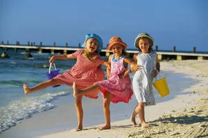 Sister Trio Beach Bonding Wallpaper