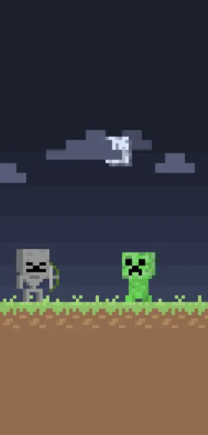 Skeleton And Creeper Mob Minecraft Iphone Wallpaper