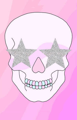 Skull Preppy Pfp Pink And Purple Star Eyes Wallpaper