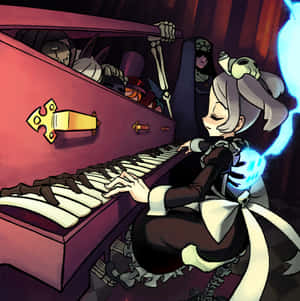 Skullgirls Bloody Marie Plays Piano Wallpaper
