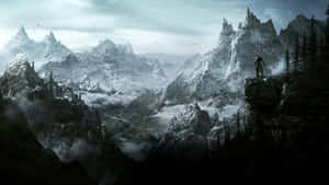 Skyrim Frozen Mountains Desktop Wallpaper