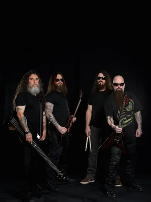 Slayer Band Members With Instruments Wallpaper
