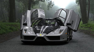 Sleek Silver Enzo Ferrari - A Display Of Elegance And Power Wallpaper