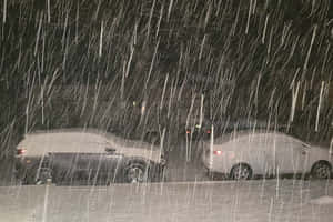 Sleet Covering Cars On The Road Wallpaper