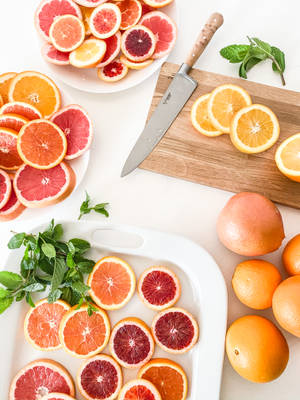 Slices Of Grapefruits Wallpaper