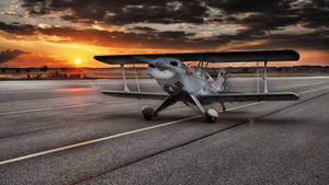 Small Airport Plane Sunset Wallpaper