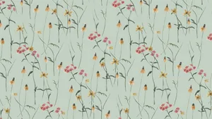 Small Flowers Sage Green Desktop Wallpaper