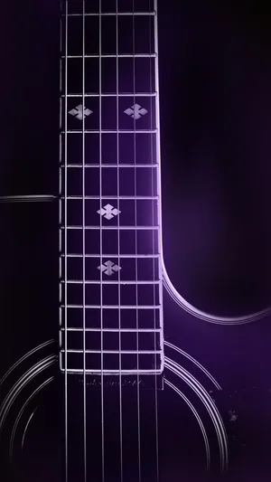 Smart Neon Purple Acoustic Guitar Wallpaper