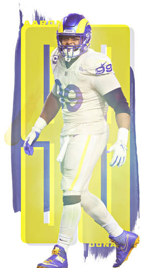 Smiling Aaron Donald White Jersey 99 Wallpaper