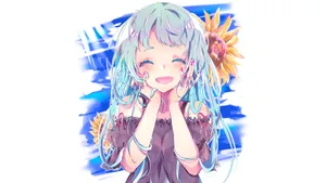 Smiling Blue Sunflower Laptop Wallpaper