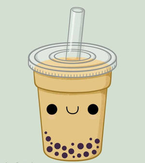 Smiling Cartoon Bubble Tea Wallpaper