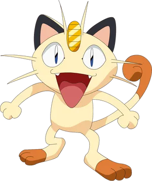 Smiling Meowth With White Backdrop Wallpaper