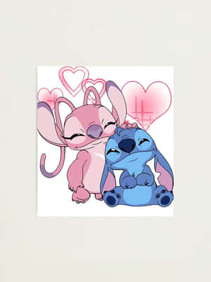 Smiling Stitch And Angel Couple Wallpaper