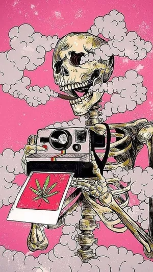 Smoked Skeleton Cameraman Weed Aesthetic Wallpaper
