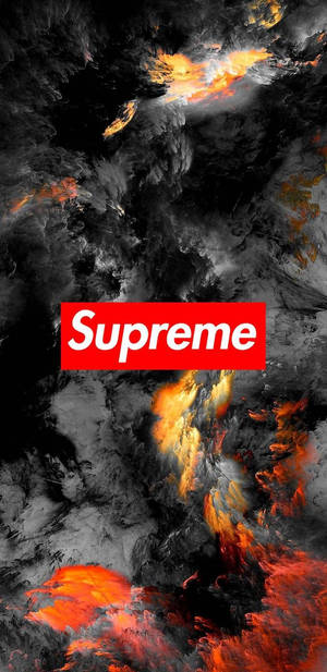 Smoky Black Orange Supreme Logo Wallpaper