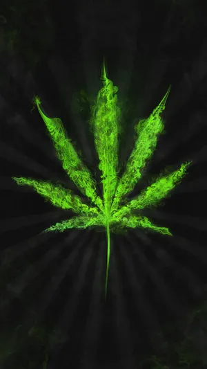 Smoky Neon Cannabis Leaf Wallpaper