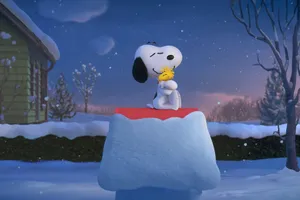 Snoopyand Woodstock Winter Hug Wallpaper