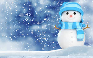 Snow Falling On A Cute Snow Man Wallpaper