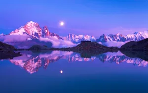 Snow Mountain Purple Panorama Wallpaper