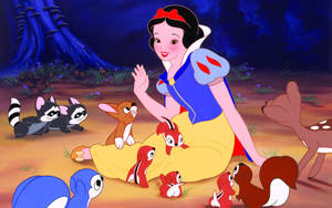Snow White And Animals Wallpaper