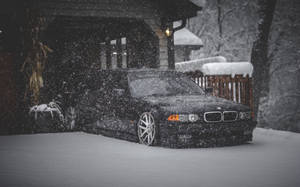 Snowing Black Bmw Laptop Wallpaper