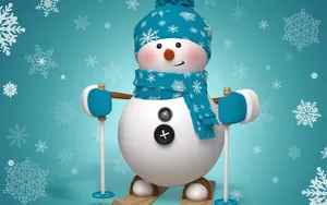 Snowman In Ski Gears Wallpaper