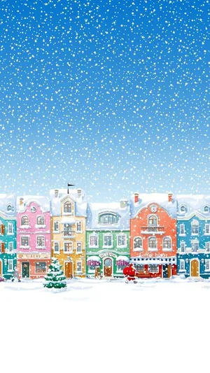 Snowy_ Christmas_ Town_ Illustration_i Phone_ Background Wallpaper