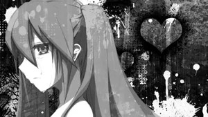 Sobbing Sad Anime Girl Black And White Wallpaper