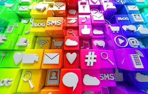 Social Media Icons Colorful Cubes Wallpaper