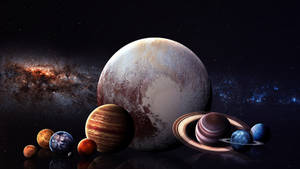 Solar System Acrylic Painting Wallpaper