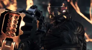 Soldier Pointing His Typhoon Gun Crysis Hd Wallpaper