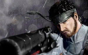 Solid Snake Holding A Gun Wallpaper