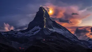 Solor Power Lights On The Matterhorn Ridge Wallpaper