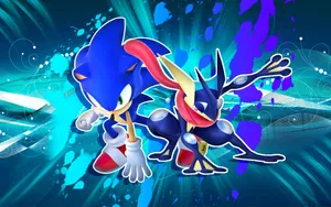 Sonic And Greninja Working Together Wallpaper