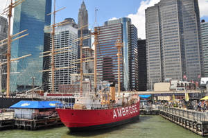 South Street Seaport Ambrose Ship Wallpaper