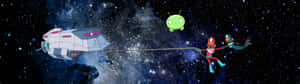 Space Hd 3840x1080 Cartoon Animation Wallpaper