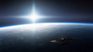 Space Station Orbiting Space Pc Wallpaper