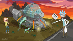 Spacecraft Rick And Morty Cool Wallpaper