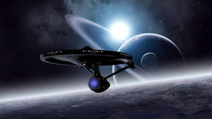 Spaceship Flying In Universe Wallpaper